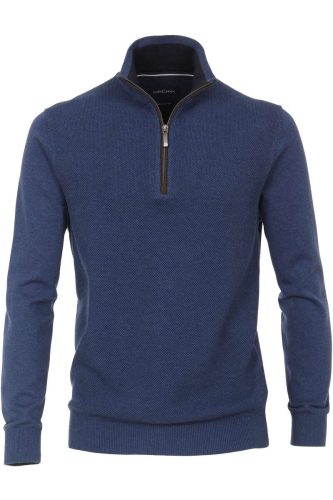 Casa Moda Half-Zip Sweater blauw, Effen