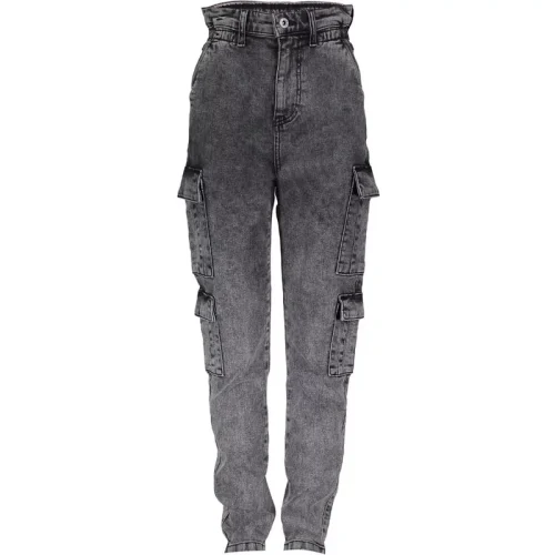 Frankie & Liberty Meisjes broek bird cargo dark grey denim