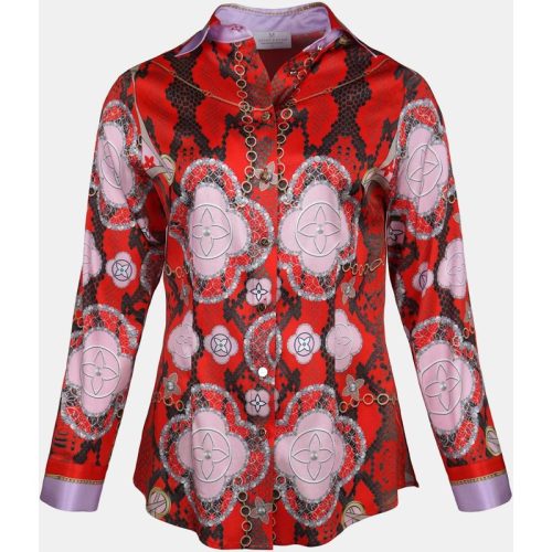 Mucho Gusto Blouse francis bay rode slangenprint met parel- en diamantelementen