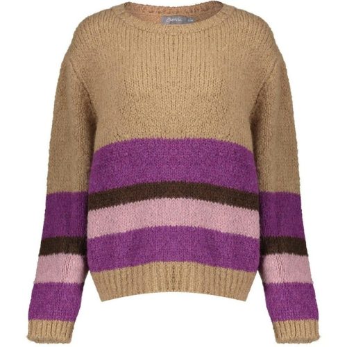 Geisha pullover stripe 44576-70 720 sand/purple/black