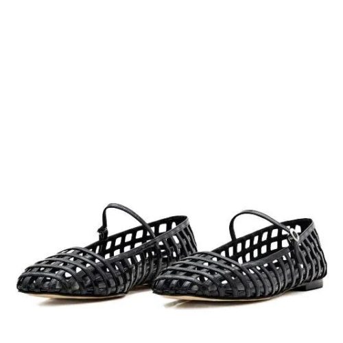 Aeydē Loafers – Uma Caged Patent Leather Ballet Flat in zwart