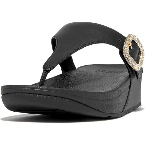 FitFlop Lulu crystal-buckle leather toe-post sandals