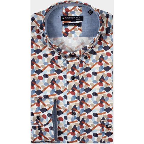 Giordano Casual hemd lange mouw Blauw Ivy, LS Button Down Shapes Pr 427019/60