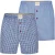 Phil & Co 2-pack wijde boxershorts heren effen blauw / geblokt