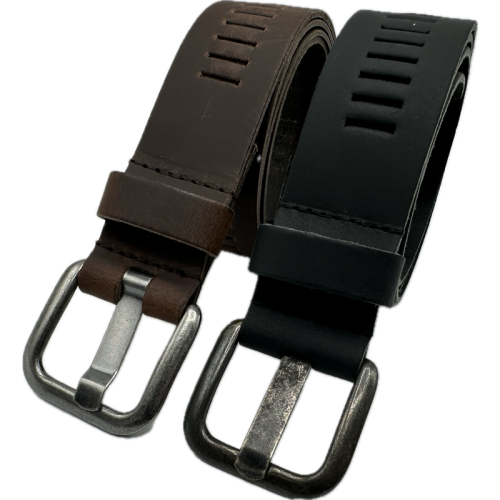 ARIESZZZ Riem unisex leder zwart bruin 2 pack