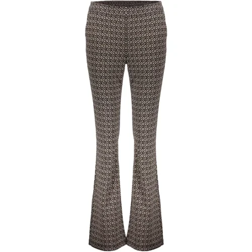 Geisha 41552-70 999 pants jacquard flare 2-tone black/sand