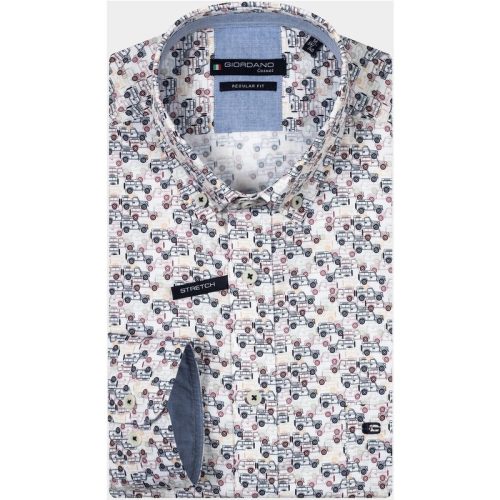 Giordano Casual hemd lange mouw Roze Ivy, LS Button Down Cars Prin 427030/50