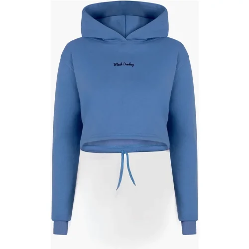 Black Donkey Daily crop hoodie i light blue/black