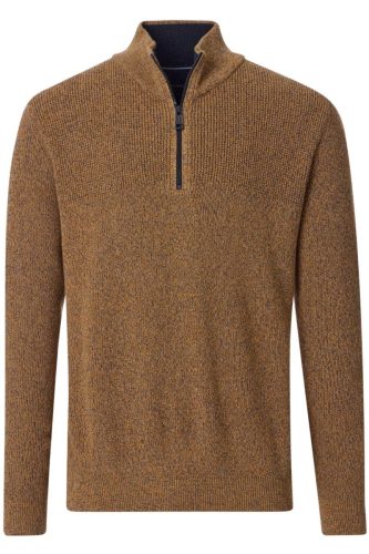 Casa Moda Casual Fit Half-Zip Sweater geel, Effen