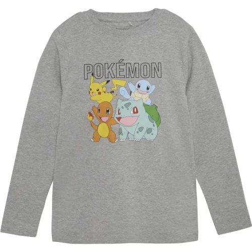 Minymo Jongens shirt pokemon licht grijze melange