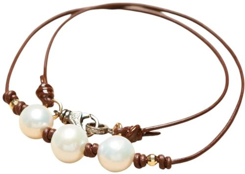 CATHERINE MICHIELS Kettingen – Collier 3 perles d?Eau blanches Perles or 14kt Cla in multi