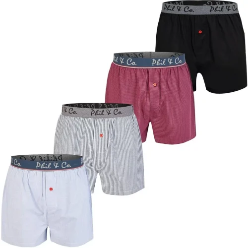 Phil & Co Wijde boxershorts heren 4-pack logo waistband