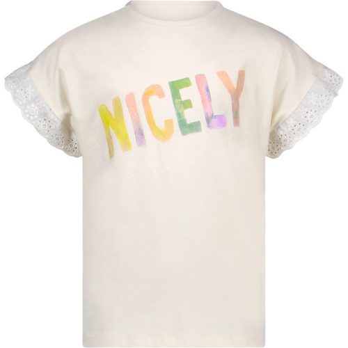 NoNo Meisjes t-shirt kebou happy print pearled ivory