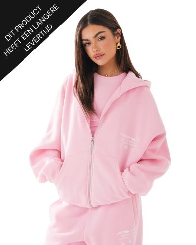 Hidden Hills Label Zip Hoodie Light Pink Pre Order