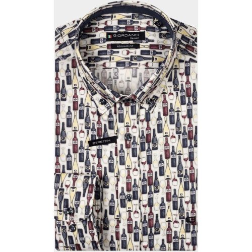 Giordano Casual hemd lange mouw Blauw Ivy, LS Button Down Wine Bott 427033/60