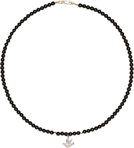 CATHERINE MICHIELS Kettingen – Collier colombe Argent Diamants Agate noir FW2305 in black