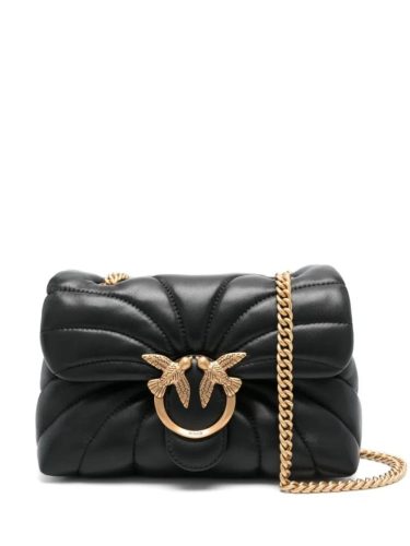 Pinko Shoppers – Black Sheepskin Quilted Bag in zwart