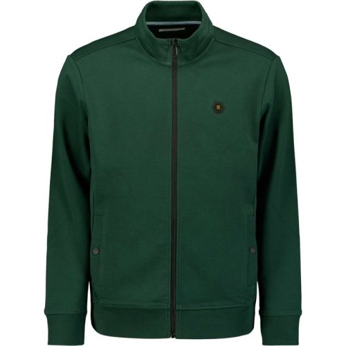 No Excess Sweater full zipper twill jacquard dark green