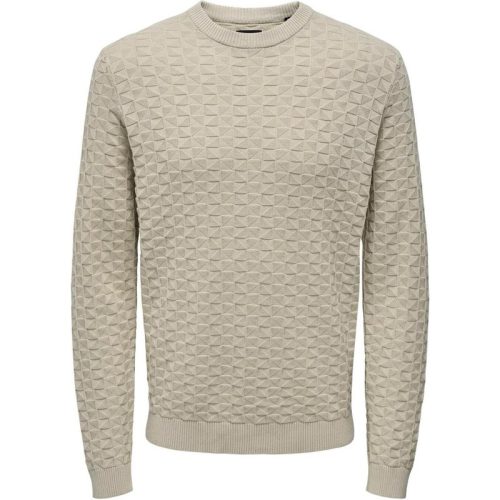 Only & Sons Onskalle reg 12 struc crew knit noo beige