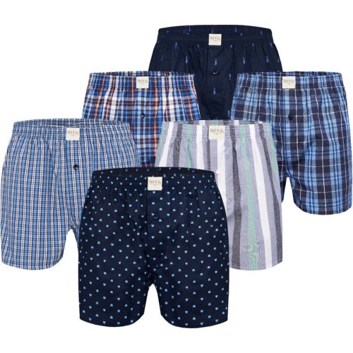 Phil & Co 6-pack wijde boxershorts heren geweven katoen multipack 6-pack