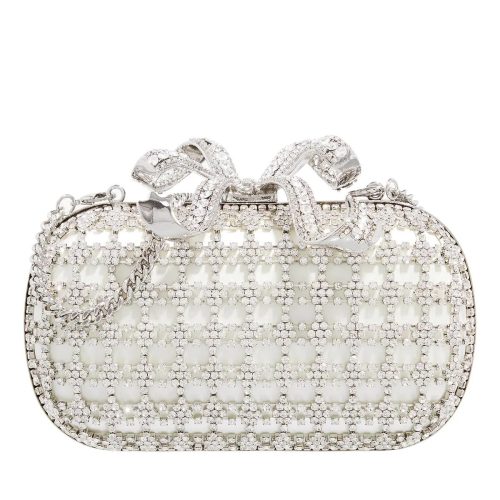 self-portrait Clutches – Champagne Crystal Clutch Bag in crème