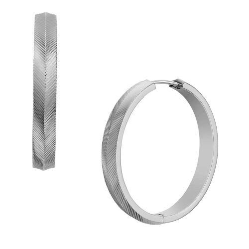 Fossil Oorbellen – Harlow Linear Texture Stainless Steel Hoop Earring in silver