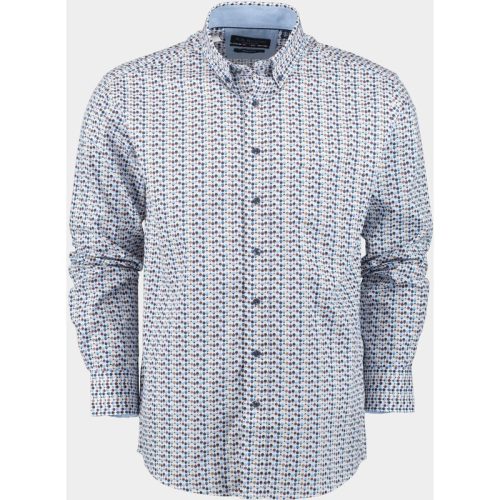 Bos Bright Blue R.b. boston casual hemd lange mouw regular fit cotton 427670/324