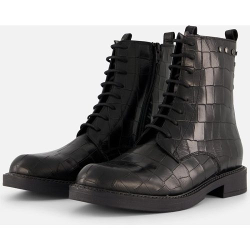 Linea Zeta Linea Zeta Croco Veterboots zwart Leer