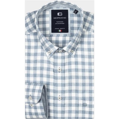 Giordano Casual hemd lange mouw Blauw Brando, LS Button Down Brush 427304/63