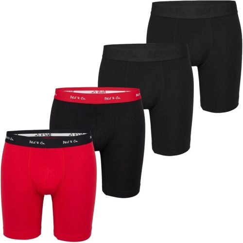 Phil & Co Boxershorts heren met lange pijpen boxer briefs 4-pack rood / zwart