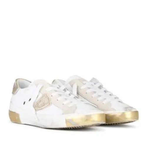 Philippe Model Low-Top Sneakers – Prsx’ White Leather Blend Sneakers in beige