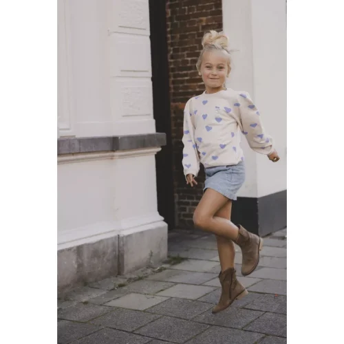 Looxs Revolution Sweater offwhite hartjes voor meisjes in de kleur