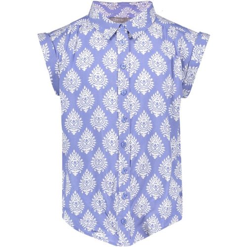 Geisha Meisjes blouse print blauw/off