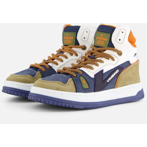 Vingino Vingino Joshua Mid Sneakers blauw Leer