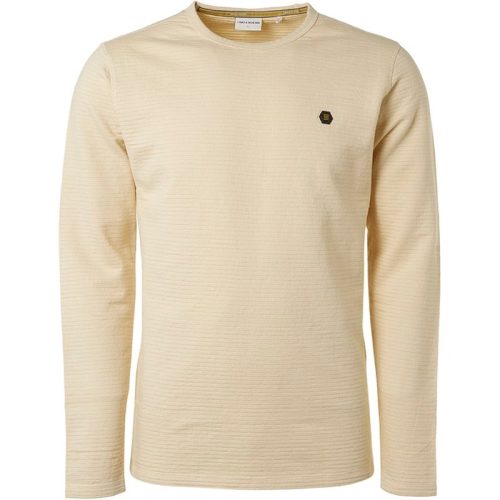 No Excess T-shirt long sleeve crewneck solid jacquard beige