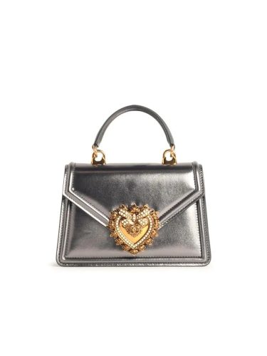 Dolce&Gabbana Shoppers – ‘Devotion’ Silver Leather Bag in zilver