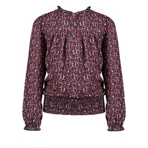 NoNo Meisjes blouse tessa batik leopard aop vintage rose