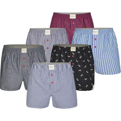 Phil & Co 6-pack geweven wijde boxershorts heren multipack 6-pack