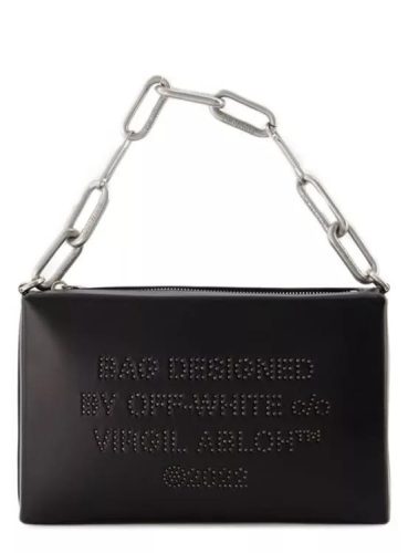 Off-White Shoppers – Block Pouch Hobo Bag  – Black/White – Leather in zwart