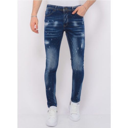 Local Fanatic Men’s paint splatter stonewashed jeans slim fit