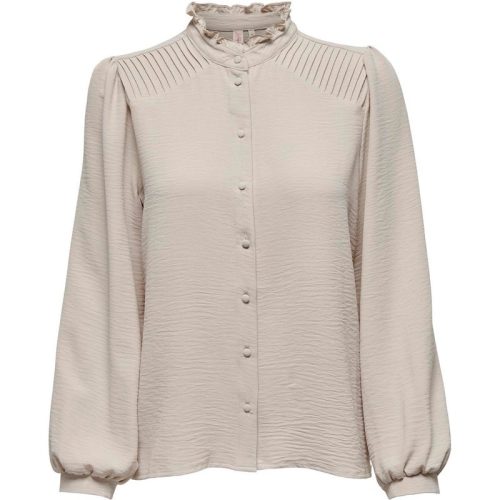 Only Onlmette ls pleat shirt wvn beige