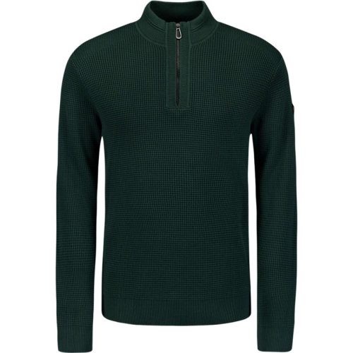 No Excess Pullover half zipper solid jacquard dark green