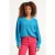 Smashed Lemon 23613 oversized v-hals trui in felblauw gebreide raglan