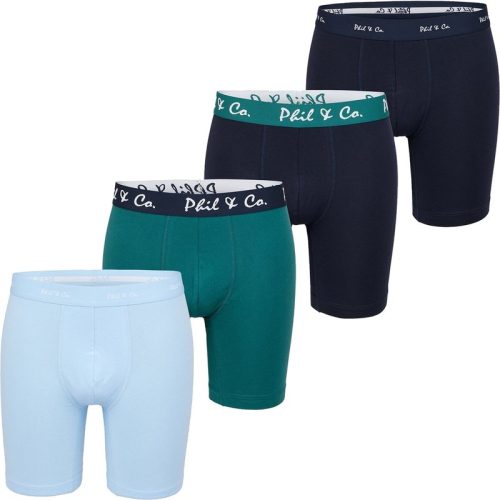 Phil & Co Boxershorts heren met lange pijpen boxer briefs 4-pack blauw / groen