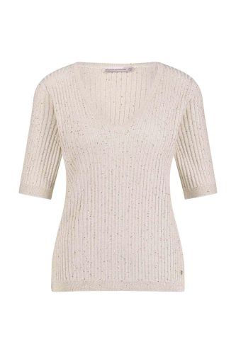 Studio Anneloes Tania Glitter Pullover 11786 Trui Korte Mouw 1100 Off White