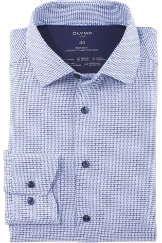 OLYMP Luxor 24/Seven Modern Fit Overhemd blauw, Motief