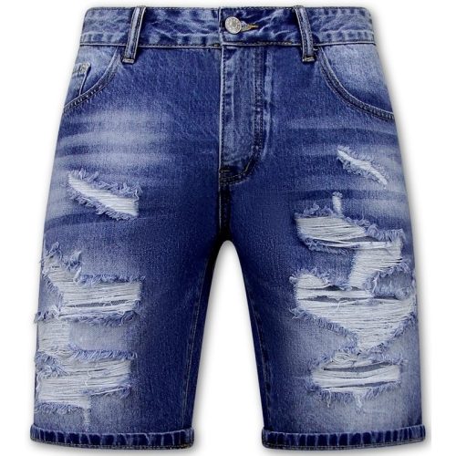 Enos Korte spijkerbroek met gaten denim short