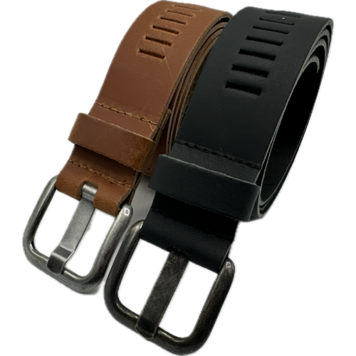 ARIESZZZ Riem unisex leder cognac zwart 2 pack