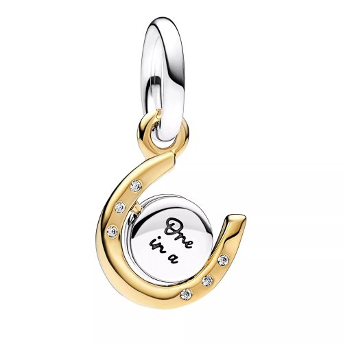 Pandora Charms – Two-tone Spinning Disc Horseshoe Dangle Charm in gold