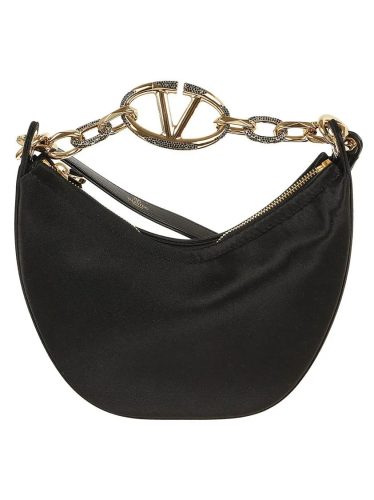 VALENTINO Shoppers – Mini Hobo Vlogo Moon Bag In Satin in zwart